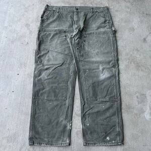 Vintage Y2K Carhartt green REPAIRED double knee work wear carpenter pants